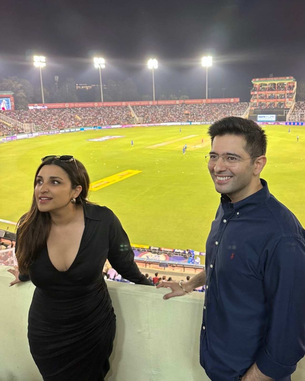 Parineeti and Raghav clicked enjoying IPL Match