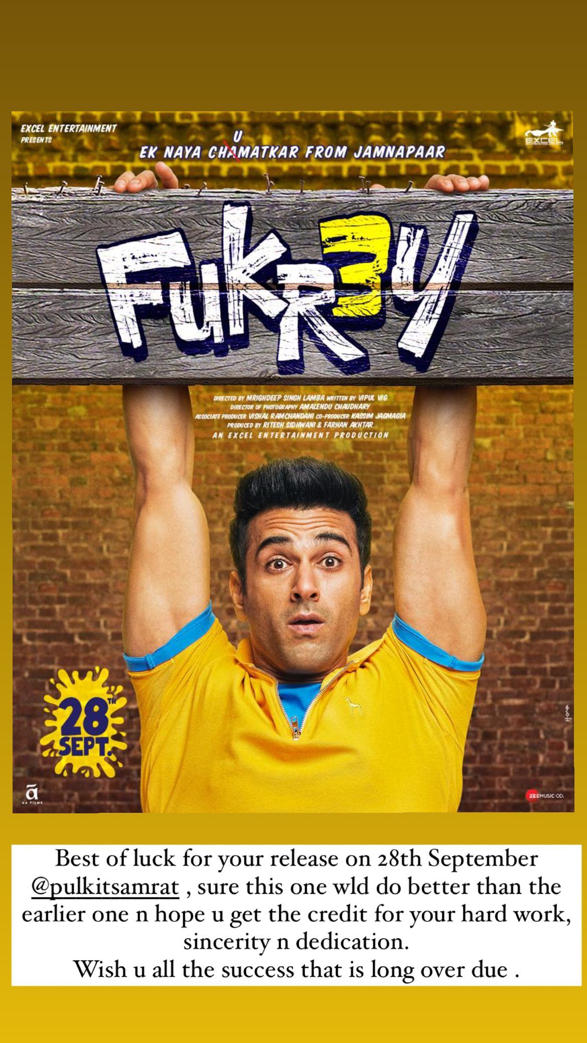 Salman Khan wishes Pulkit Samrat for Fukrey 3