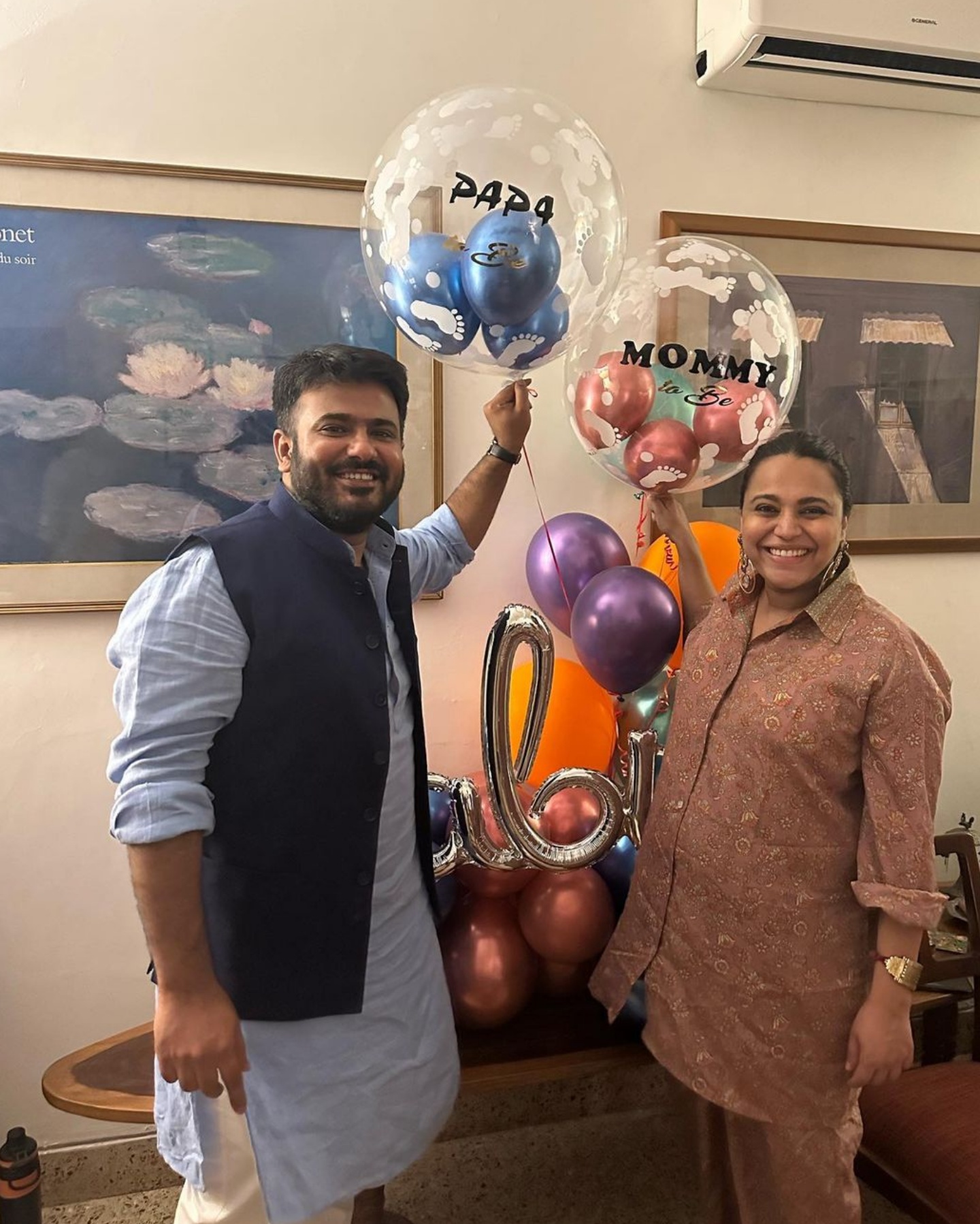 Swara Bhasker with her husband Fahad at her baby shower