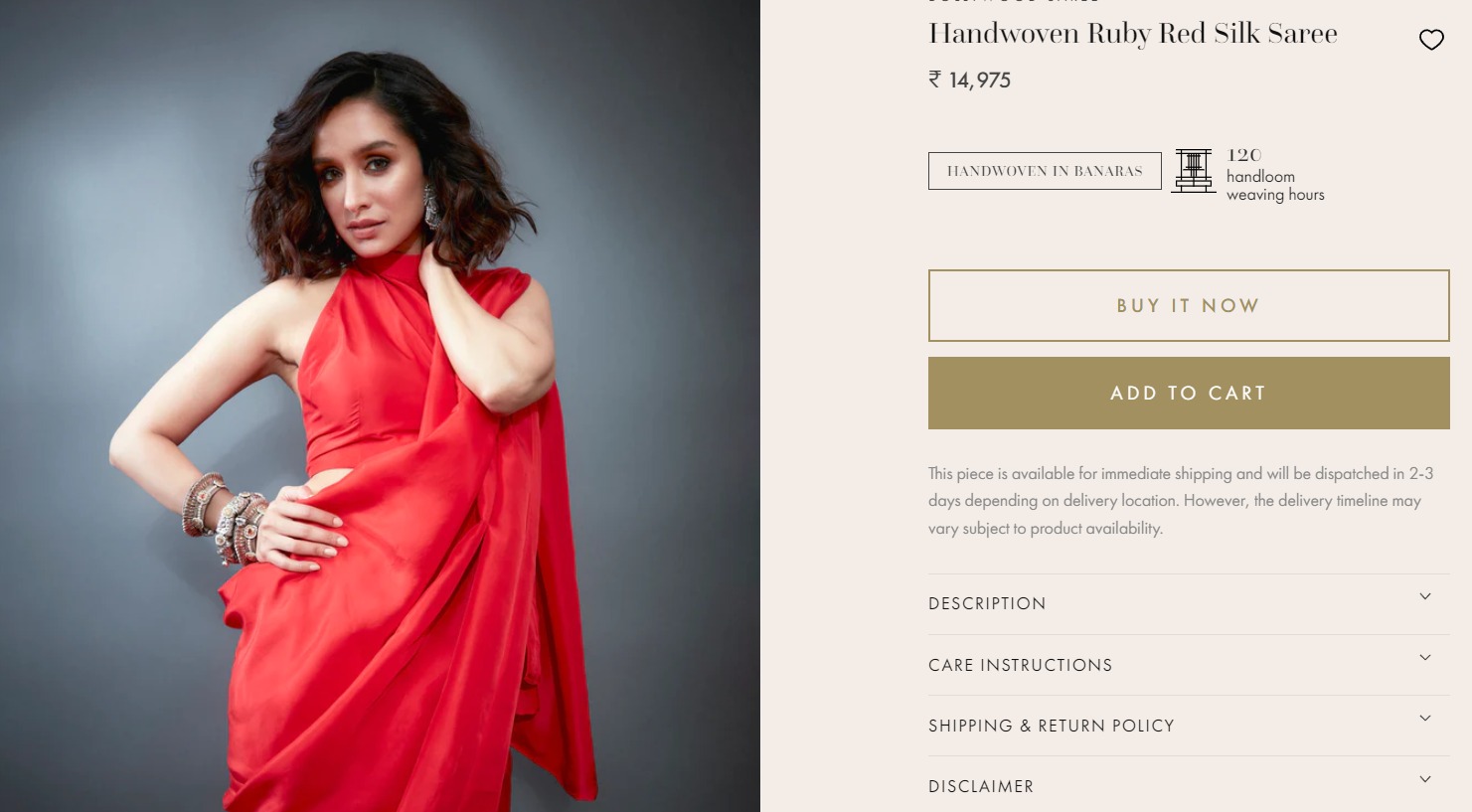 The price of Shraddha Kapoor's red saree