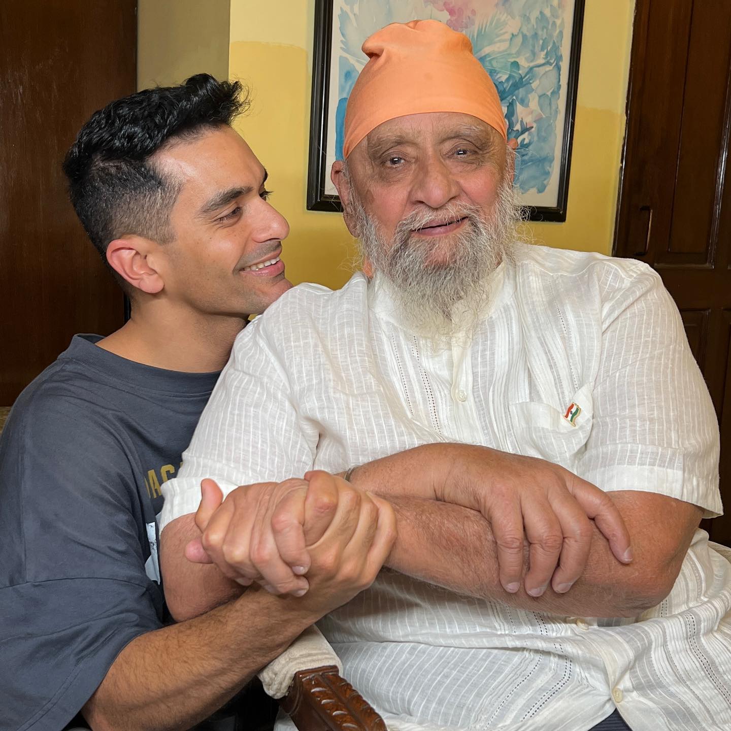 Angad Bedi with dad Bishan Singh Bedi