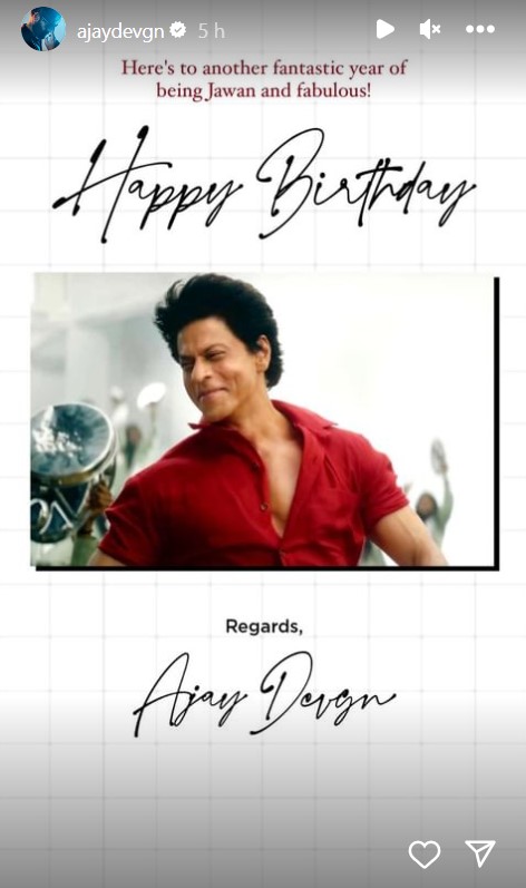 Ajay Devgn wishes Shah Rukh Khan on his birthday