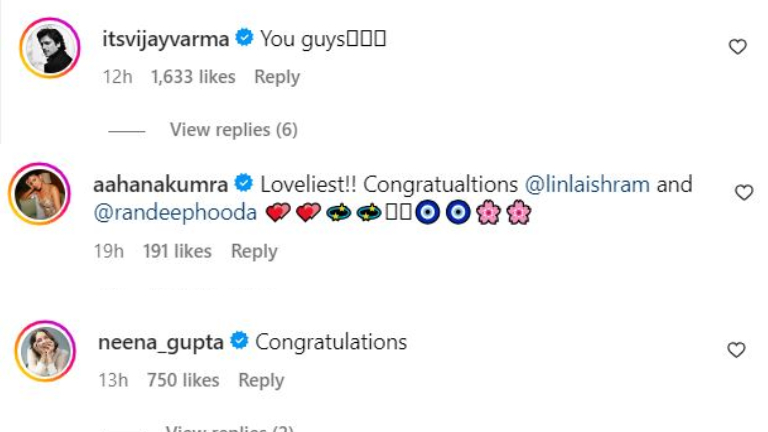 Bollywood celebs congratulate Randeep Hooda-Lin Laidhram