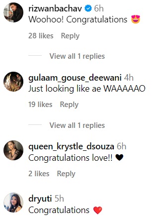 Fans react to Krystle D'Souza's post