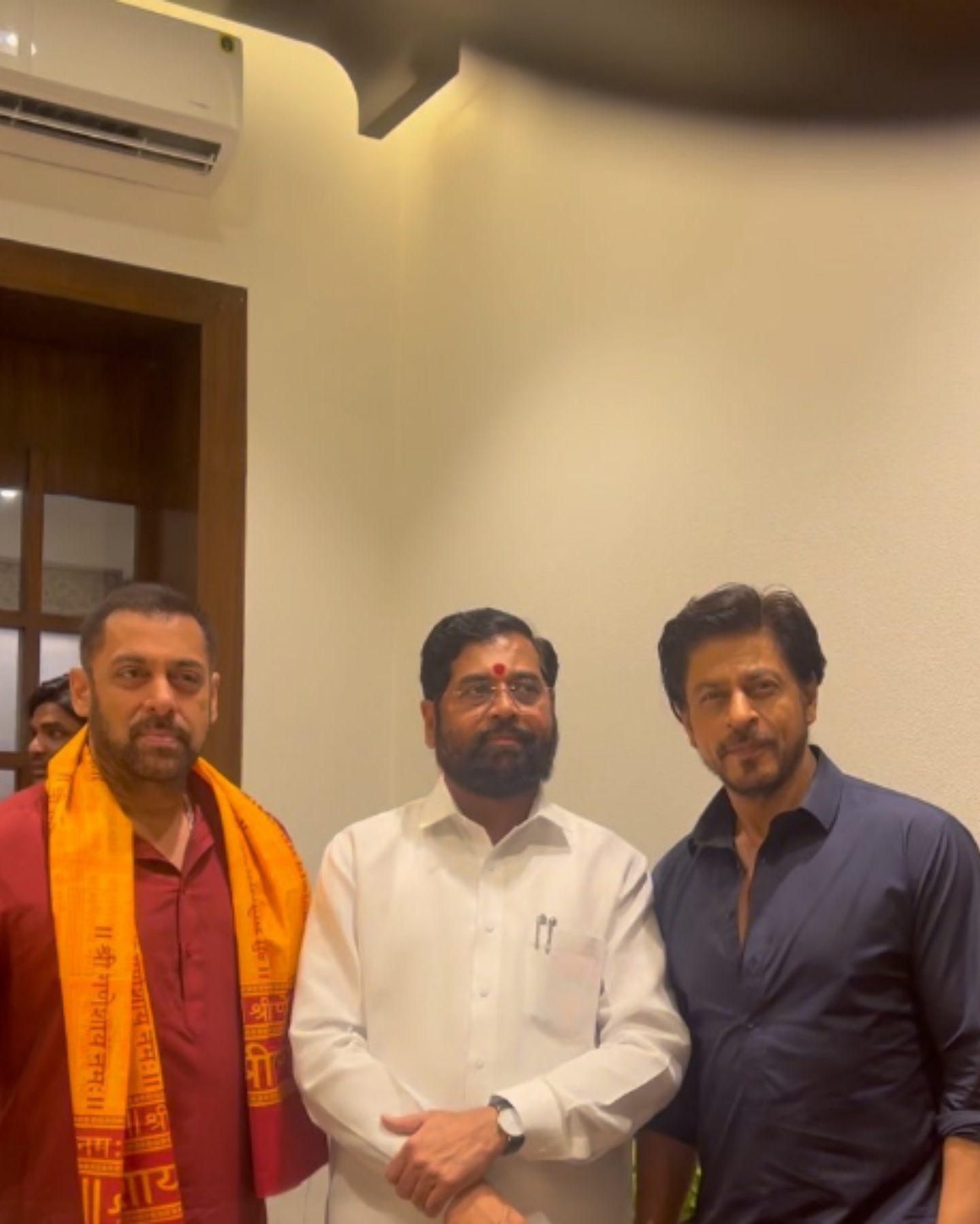 Salman Khan and Shah Rukh Khan with Maharashtra CM Eknath Shinde