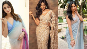 alia bhatt, chitrangda singh, katrina kaif, bollywood actresses pastel sarees