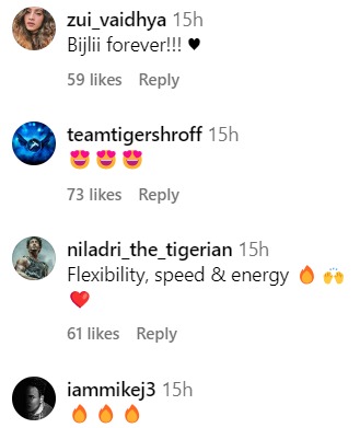 Fans react to Tiger Shroff's post