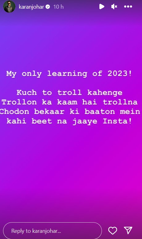 Karan Johar addresses trolls