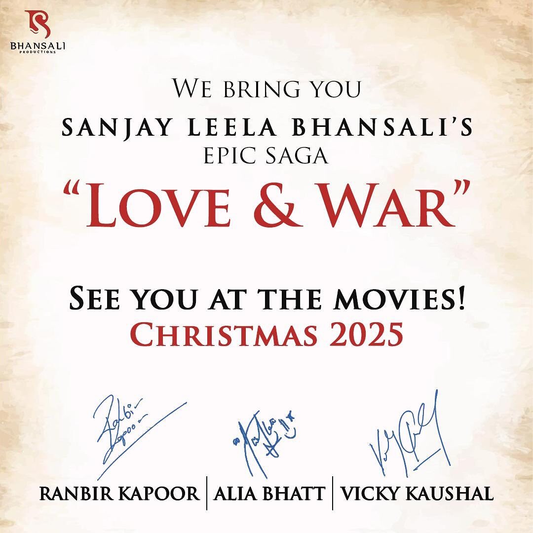 Ranbir Kapoor, Alia Bhatt and Vicky Kaushal in 'Love And War'