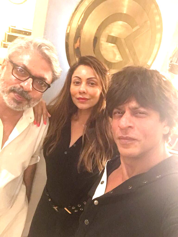 Shah Rukh Khan with Gauri Khan and Sanjay Leela Bhansali