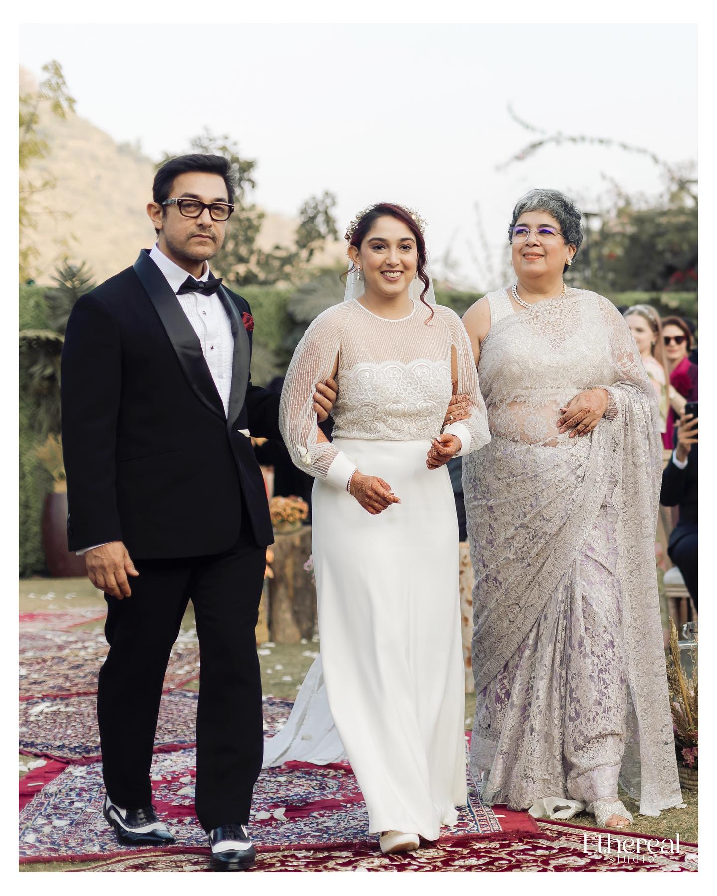Aamir Khan with Reena Dutta at Ira Khan's wedding