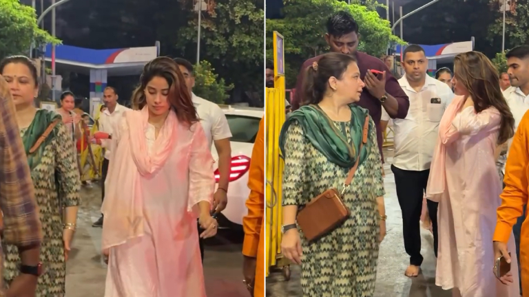 Janhvi Kapoor visits Siddhivinayak Temple barefoot on Gudi Padwa with rumoured boyfriend Shikhar Pahariya’s mom – Watch