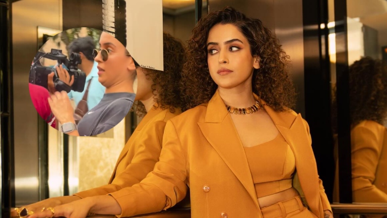 sanya malhotra, lok sabha elections 2024, sanya malhotra lok sabha elections 2024, sanya malhotra paps, sanya malhotra hit in the face, sanya malhotra nearly hit in the face, sanya malhotra injury,