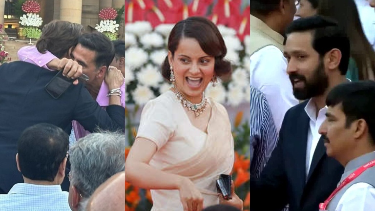 PM Narendra Modi swearing-in ceremony: Shah Rukh Khan, Akshay Kumar share a warm hug, Kangana Ranaut, Vikrant Massey and other celebs attend