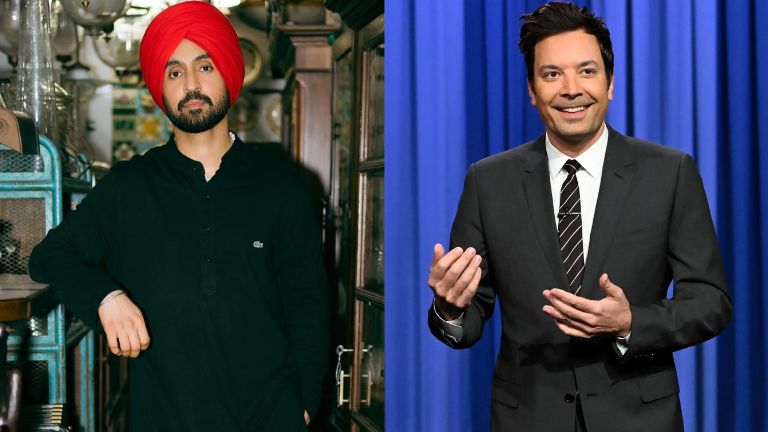 diljit dosanjh, diljit at jimmy fallon show, jimmy fallon, the tonight show, neha dhupia, sid sriram, kareena diljit, neha diljit, anil diljit dosanjh