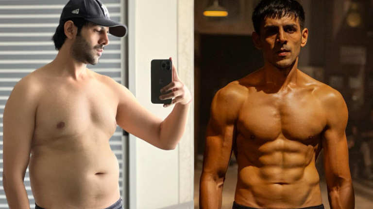 Kartik Aaryan amazes netizens with his drastic weight loss transformation for Chandu Champion; shares before and after pic