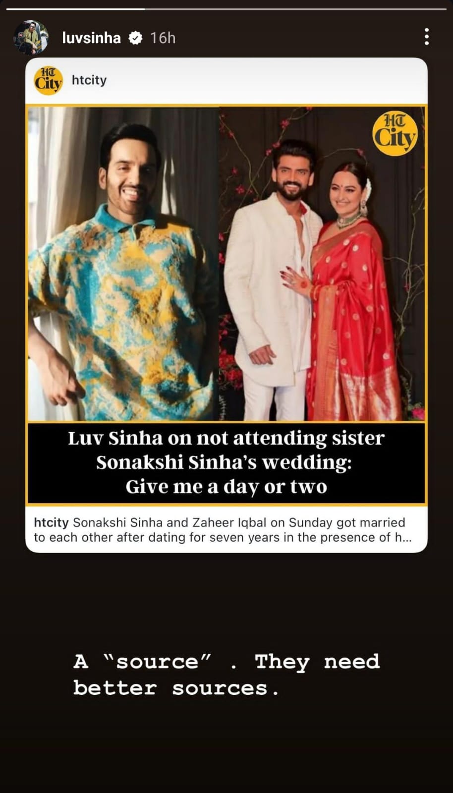 Luv Sinha on 'skipping' Sonakshi Sinha-Zaheer Iqbal's marriage