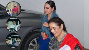 sonakshi sinha pre-wedding puja, sonakshi sinha, zaheer iqbal, sonakshi sinha zaheer iqbal, sonakshi sinha zaheer iqbal wedding, huma qureshi, saqib saleem, poonam sinha,