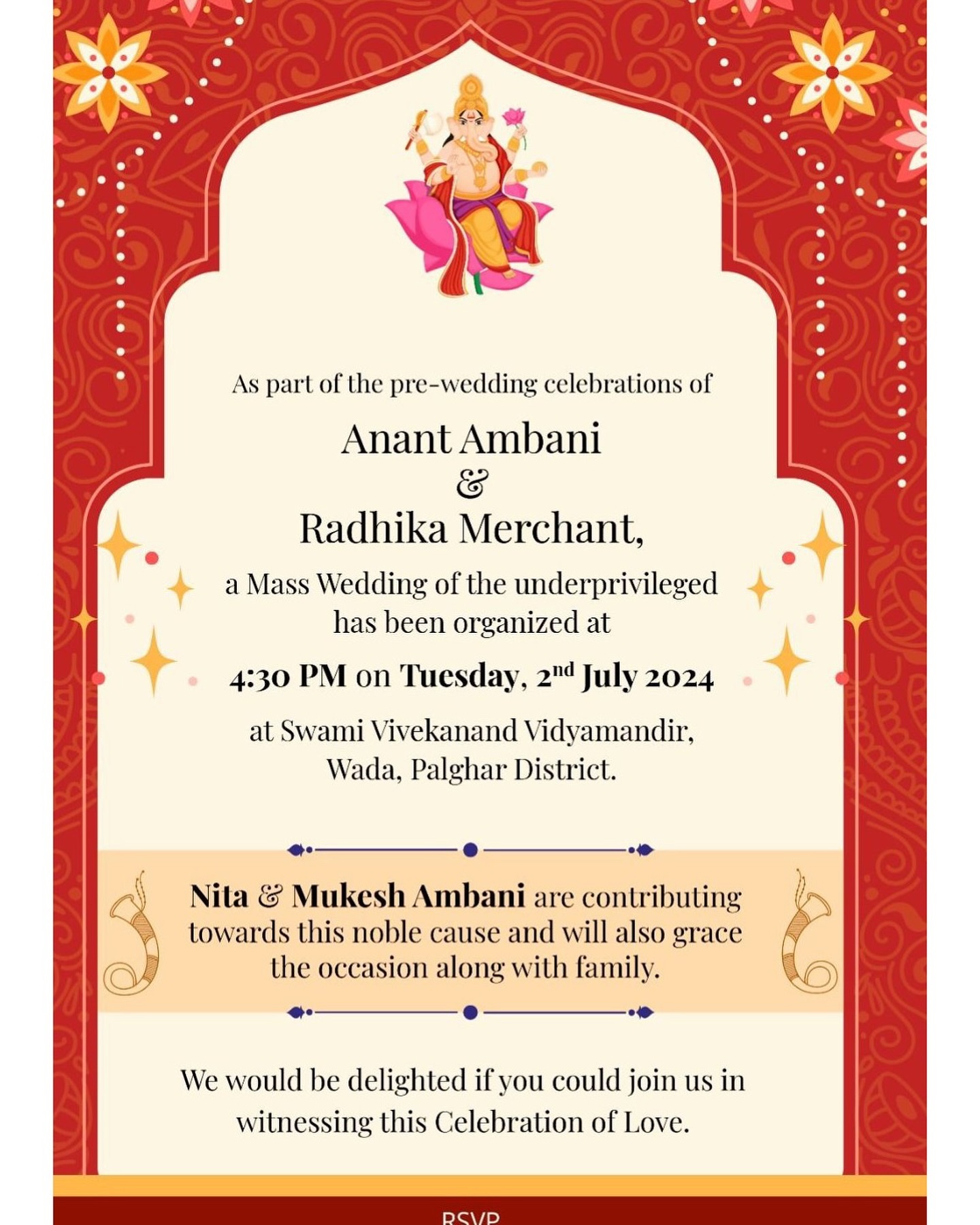 Ambani wedding card