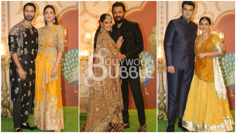 Anant Ambani-Radhika Merchant Aashirwad Ceremony: Shahid-Mira, Riteish-Genelia, Vidya-Siddharth; Bollywood couples doll out in stunning yellow-black traditional outfits