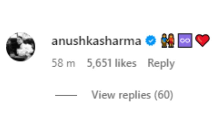 Anushka Sharma drops a comment on Virat Kohli's post dedicating her T20 World Cup