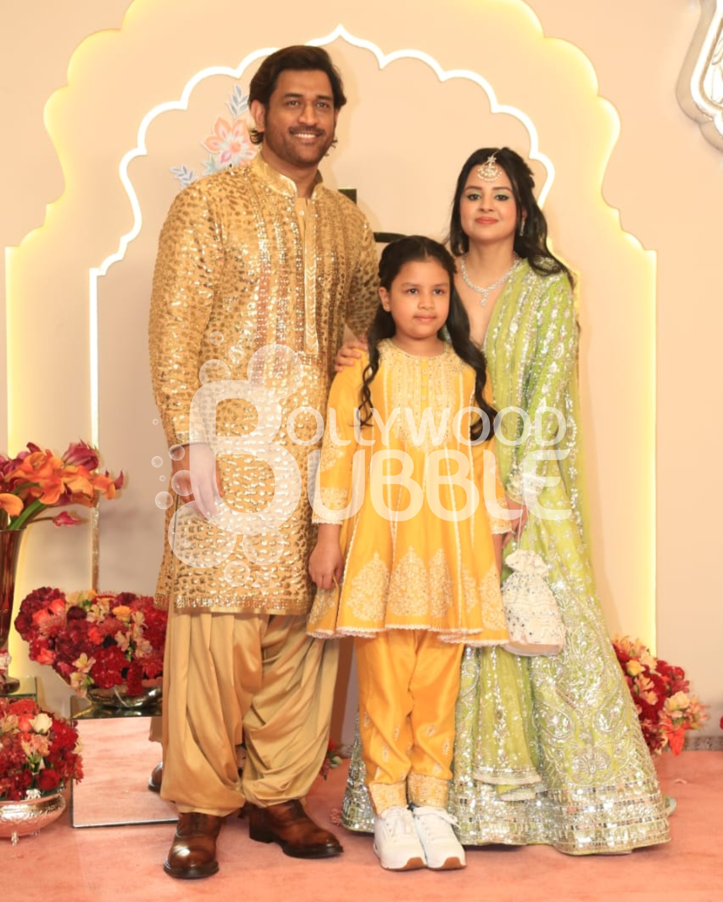 MS Dhoni, Sakshi Dhoni and daughter at Anant Ambani-Radhika Merchant wedding