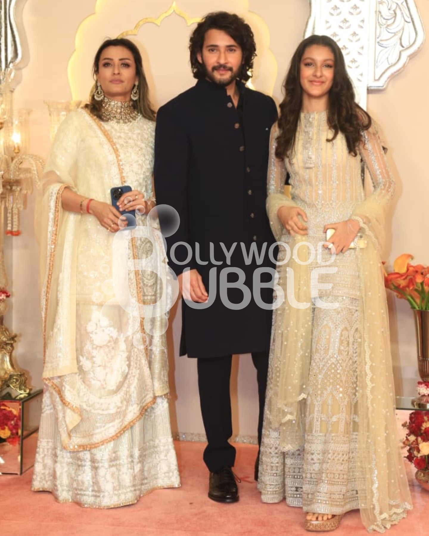 Mahesh Babu with wife and daughter at Anant Ambani-Radhika Merchant wedding