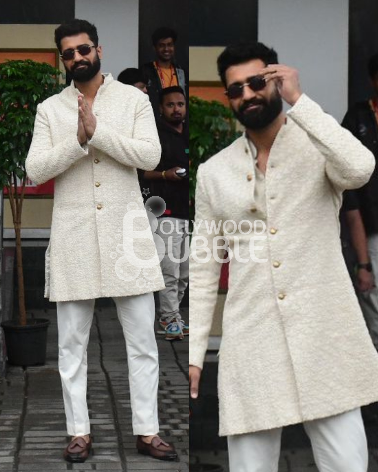 Punjabi munda Vicky Kaushal look dapper in a white sherwani at Mumbai airport