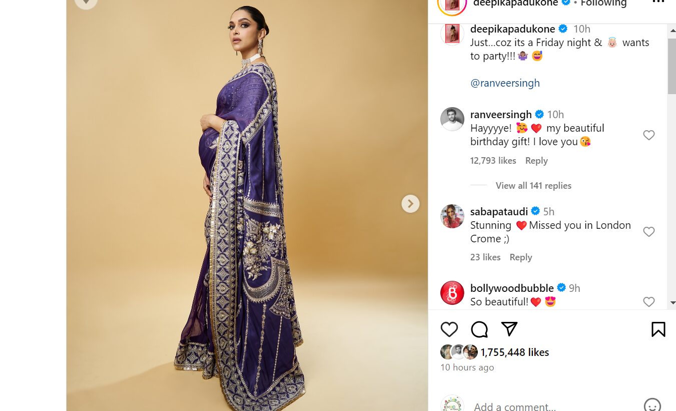 Ranveer Singh's comment on Deepika Padukone's post