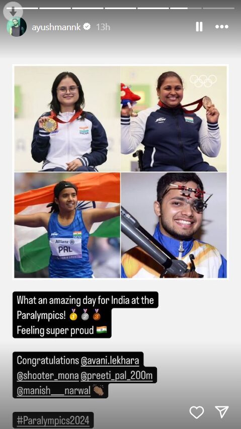 Ayushmann Khurrana congratulates Avani Lekhara on gold win at Paralympics 2024