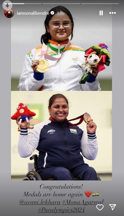 Sonali Bendre on congratulates Avani Lekhara on gold win at Paralympics 2024