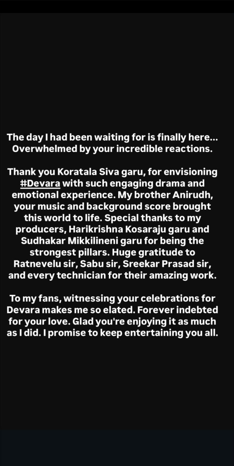 Jr NTR shares a statement