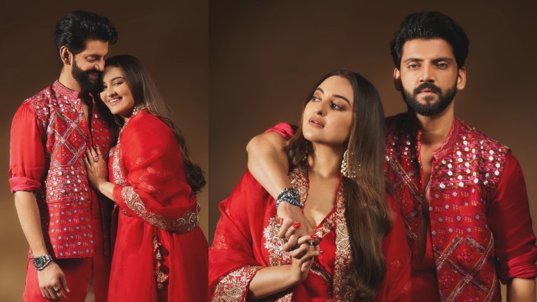 Sonakshi Sinha twins with hubby Zaheer Iqbal in red; flaunts sindoor in love-filled pics