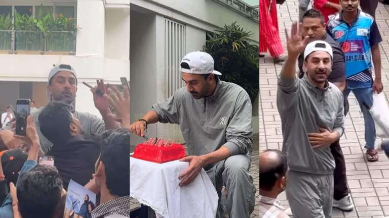 Ranbir Kapoor celebrates birthday in unique way as he cuts cake with fans and paps- Watch