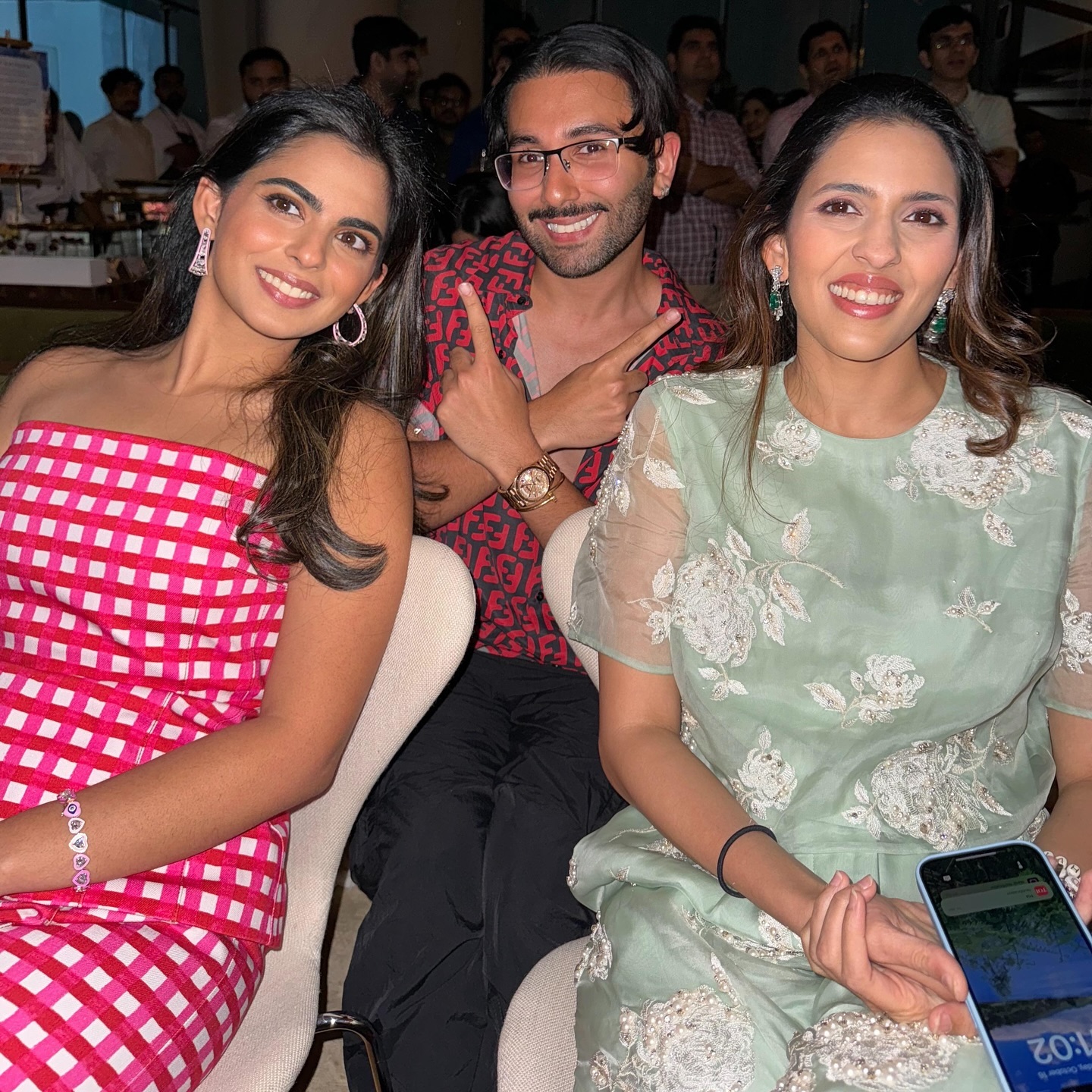 Orry with Isha Ambani and Shloka Mehta