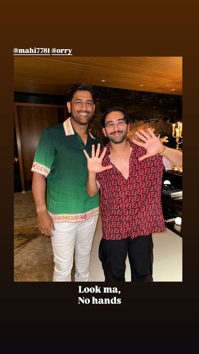 Orry with MS Dhoni