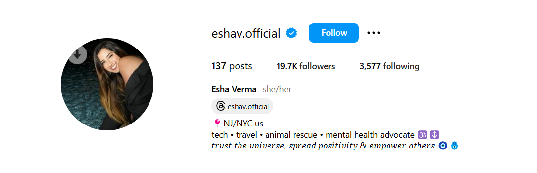 Esha Verma has switched her account private