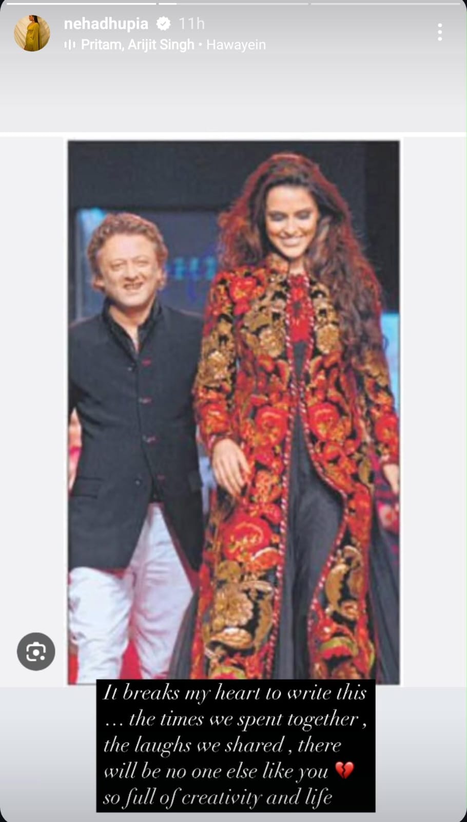 Neha Dhupia mourns Rohit Bal