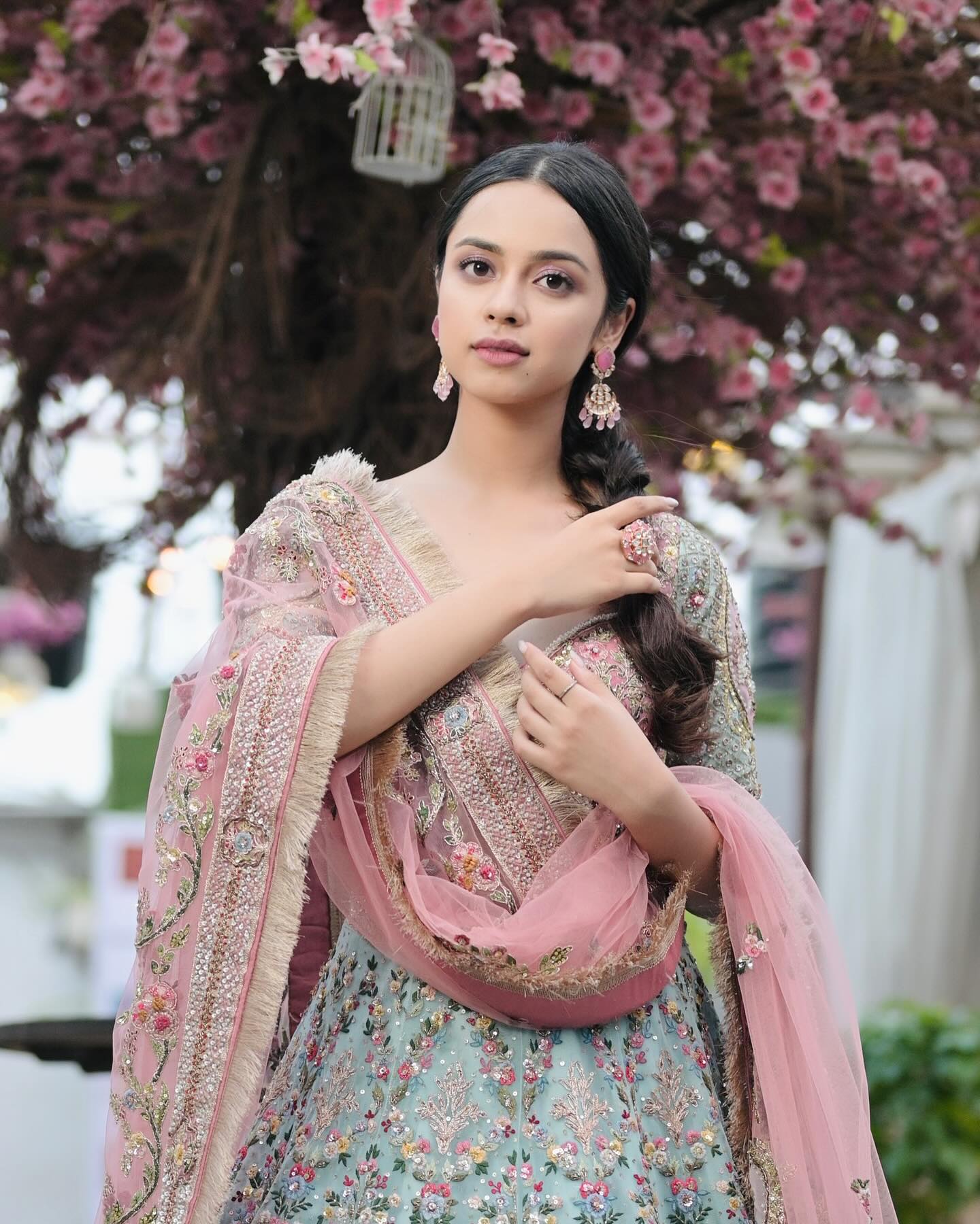 Nitanshi Goel looking effortlessly stylish in a pastel lehenga